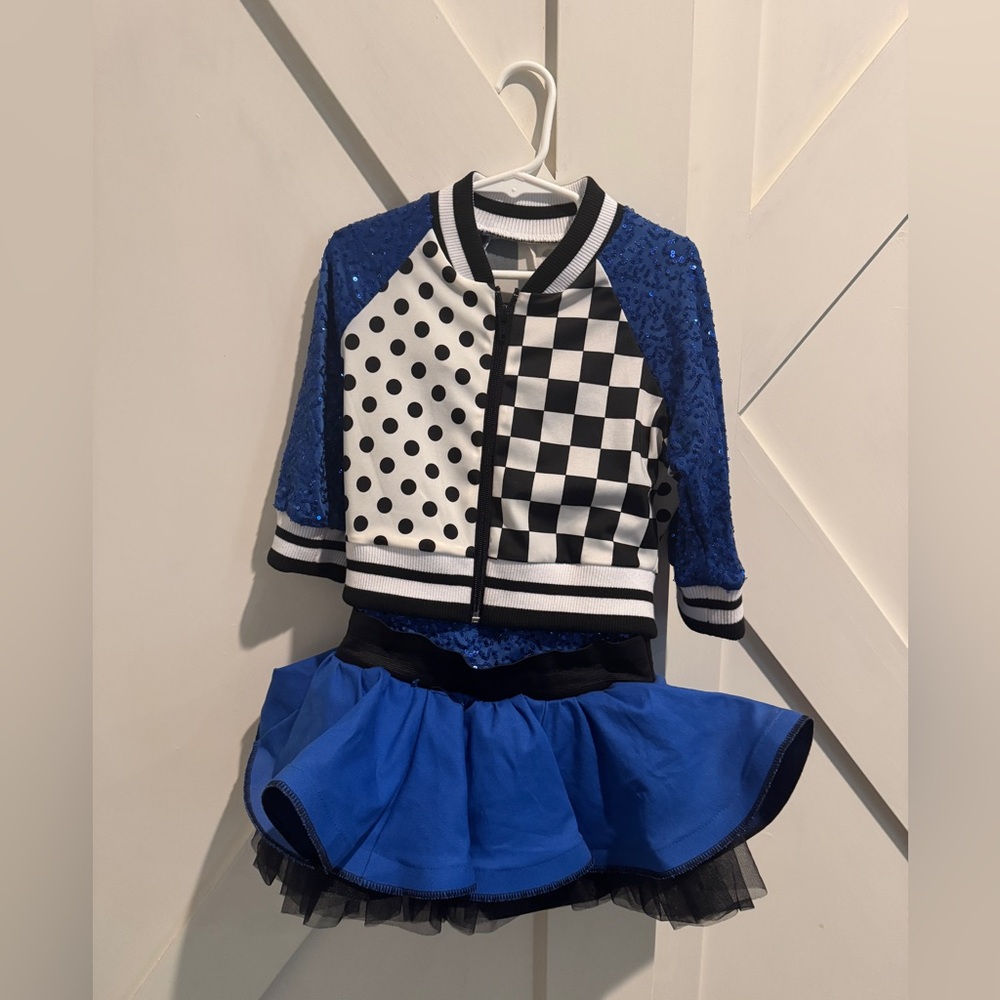 Weissman blue black and white dance costume size MC 10/12